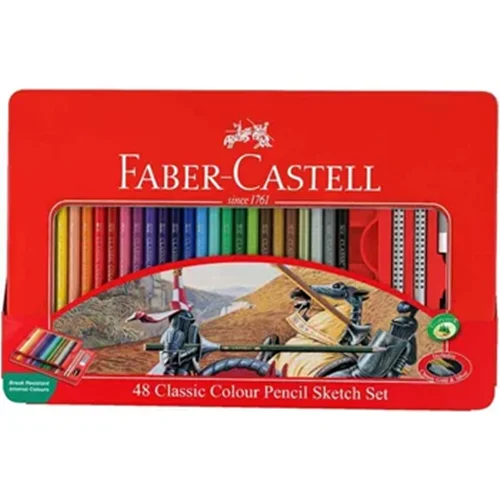 مداد رنگی فابر کاستل Faber Castell فلزی تخت کلاسیک 48 رنگ