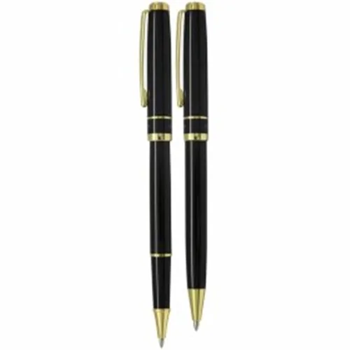 ست خودکار و روان نویس یوروپن Europen مدل MESSE بدنه مشکی گیره طلایی