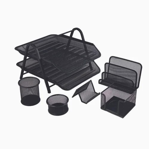 ست توری فلز لوازم اداری رومیزی کرونا مدل C-01 بسته 6 عددی