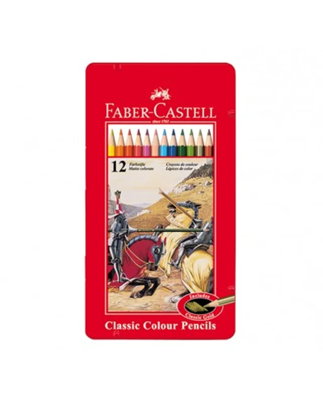 مداد رنگی  12رنگ تخت فلزی کلاسیک فابر کاستل