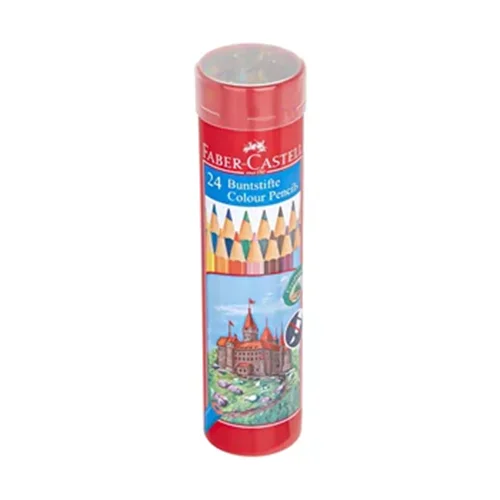 مداد رنگی فابر کاستل Faber Castell جعبه فلزی استوانه طرح قلعه 24 رنگ